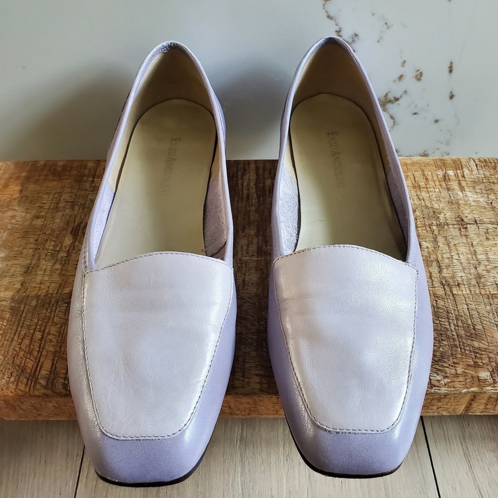 Enzo Angiolini Liberty Loafers Womens 8 Purple Leather Vintage Square‎ Toe Flat